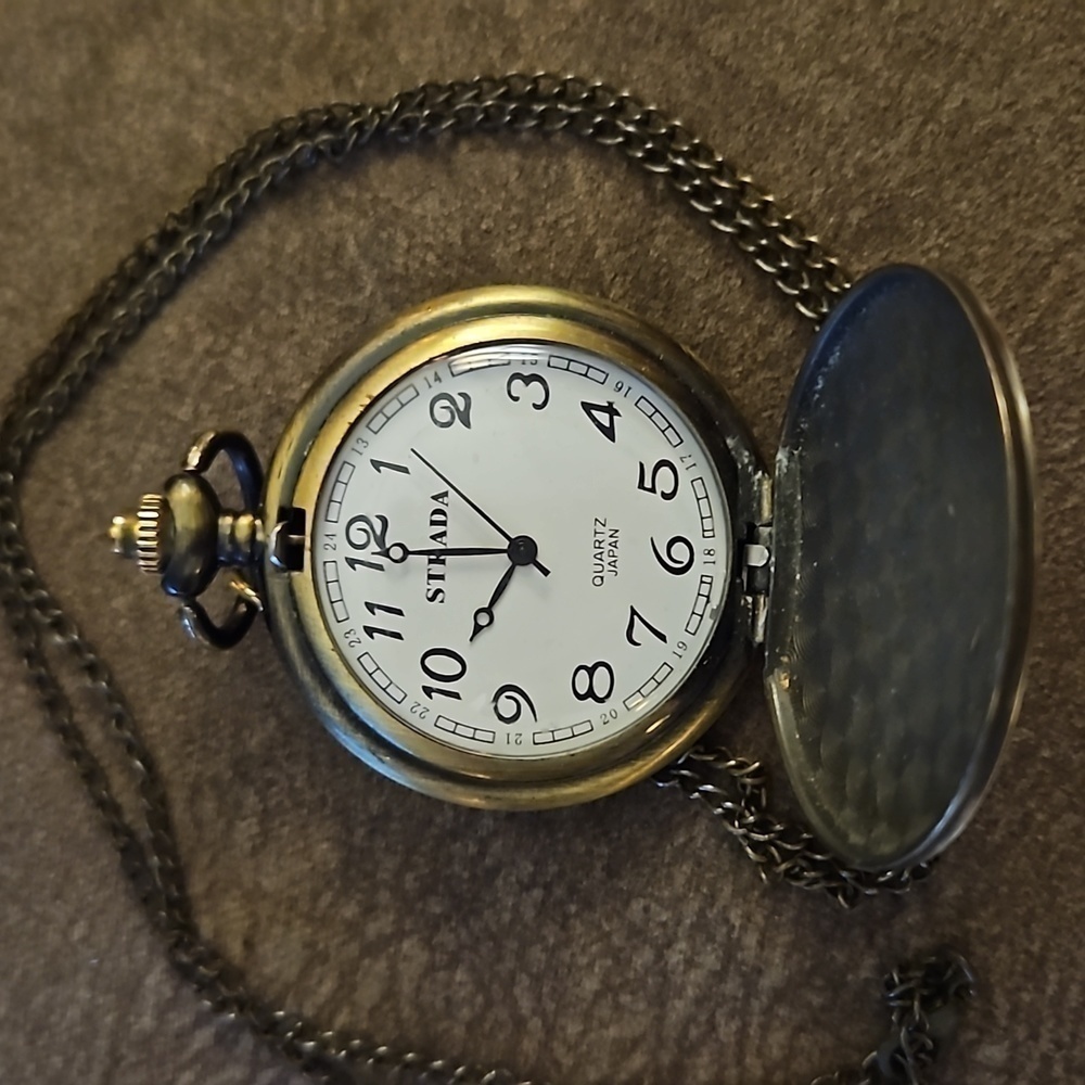 5/$25 VTG STRADA National Guard Brasstone Pocket Watch - Picture 3 of 6